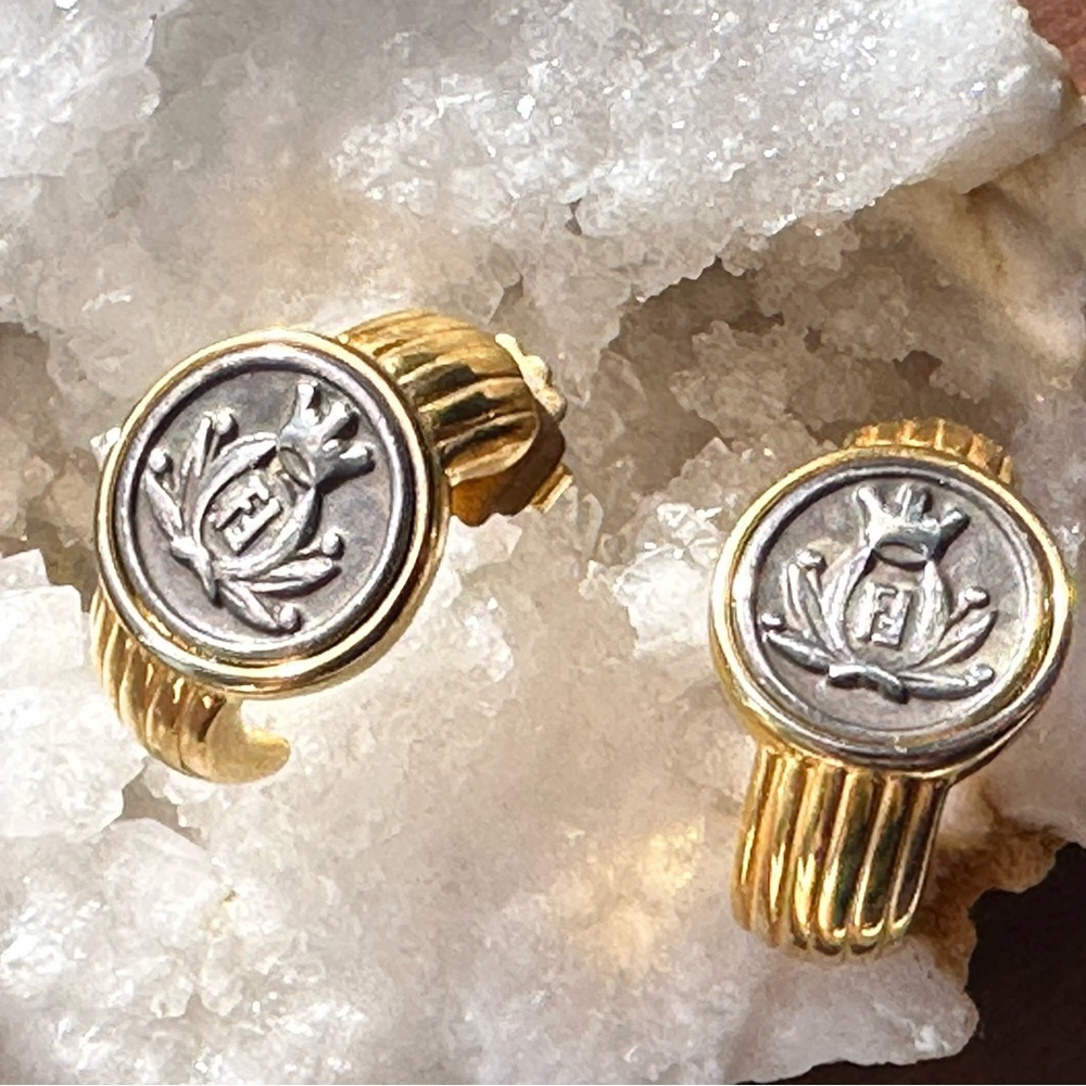 Vintage Fendi silver and gold coin earrings